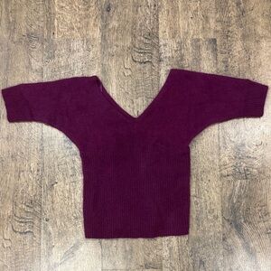 Armani Exchange 90% Angora Rabbit V-Neck Sweater in Deep Purple – Size M